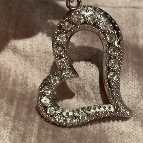 Open Abstract Heart Rhinestone Necklace 24” - Picture 7 of 7